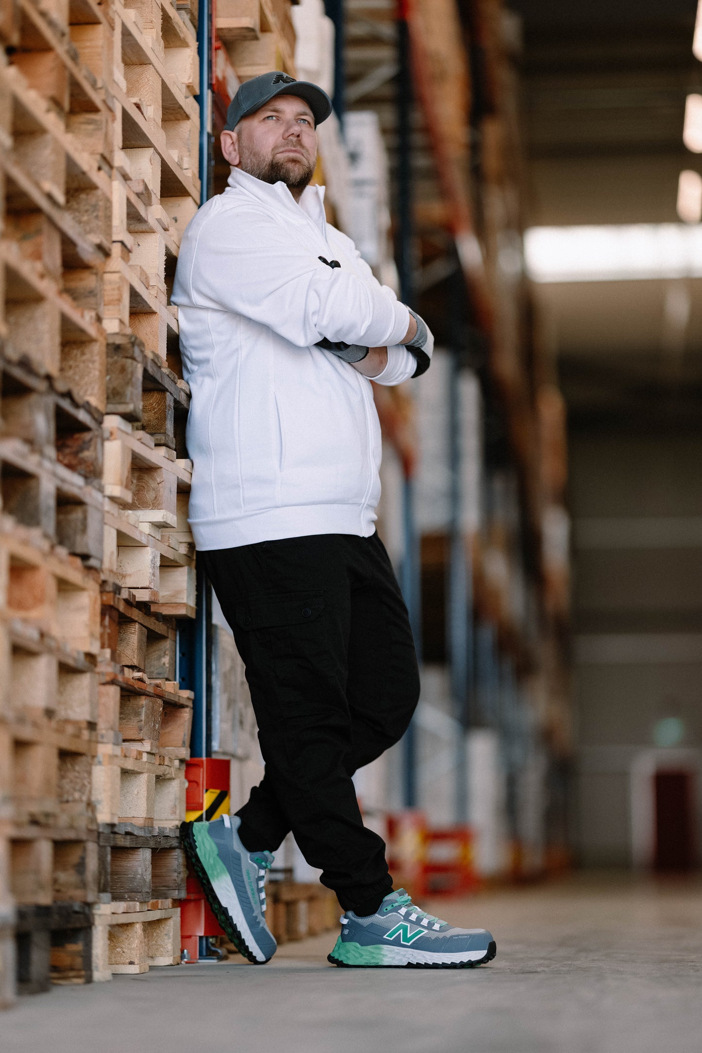 New Balance Cremorne, S3 Sicherheitsschuh ESD HRO FOe, alloy / grün, Weite 2E, EN ISO 20345