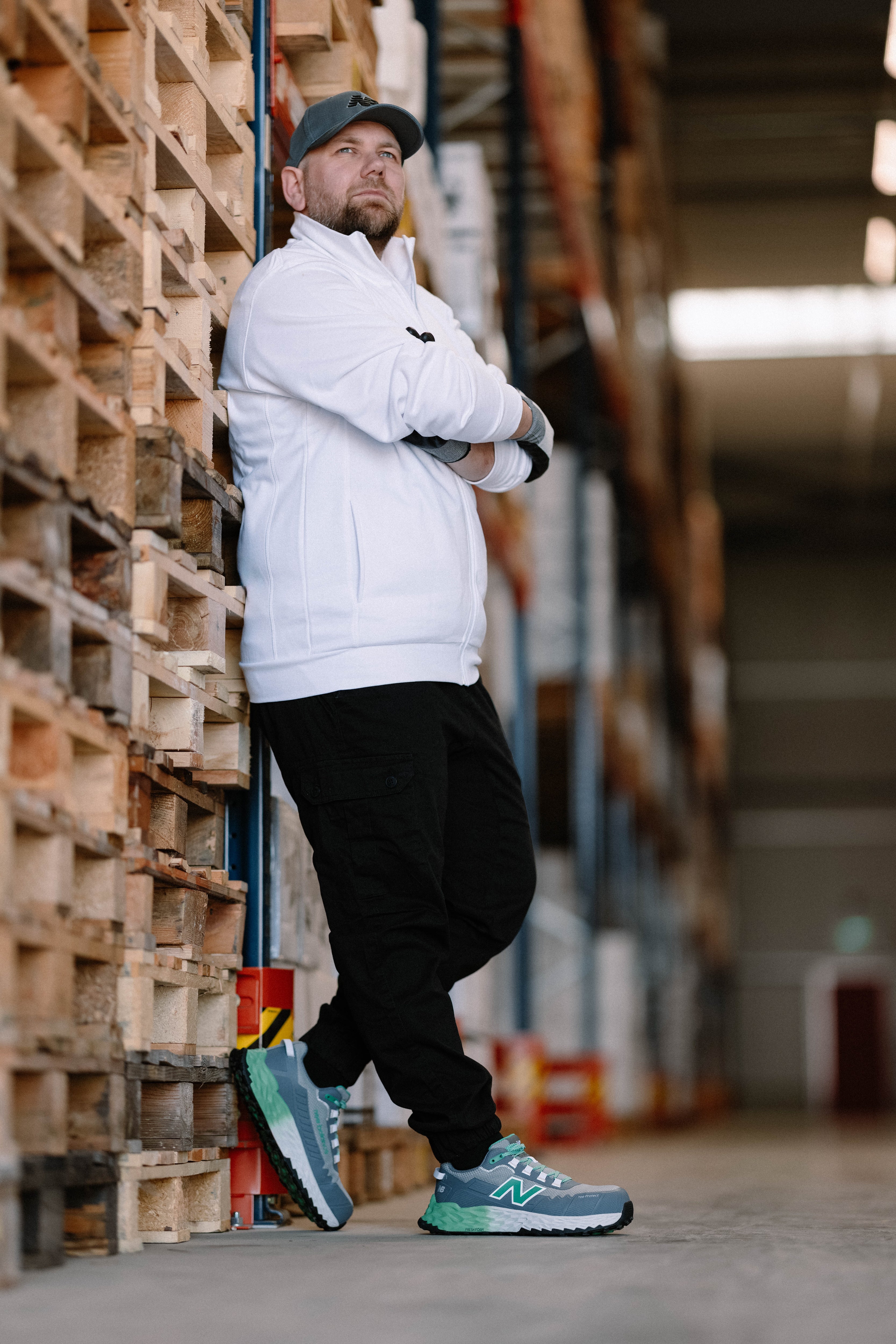 New Balance Cremorne, S3 Sicherheitsschuh ESD HRO FOe, alloy / grün, Weite 2E, EN ISO 20345